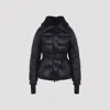 Moncler Puffer Jacket With Belted Waist And High Collar In Black