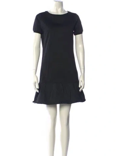 Pre-owned Moncler Bateau Neckline Mini Dress In Black