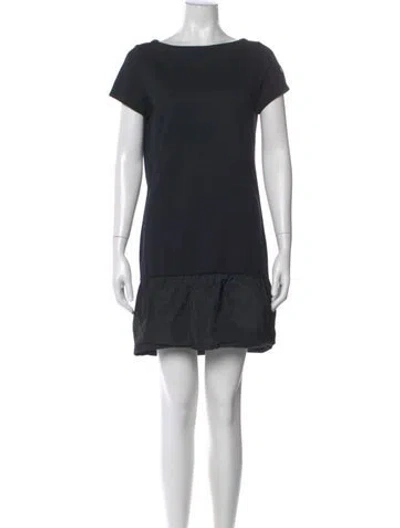Pre-owned Moncler Bateau Neckline Mini Dress In Black