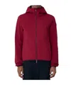 Moncler Batisse Hooded Short Down Jacket In Red