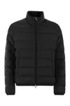 Moncler Quilted Tech Fabric Jacket With Elastic Cuffs In Black