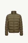 Moncler Men Baudinet Down Jacket With Logo Patch In Green