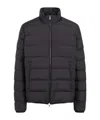 Moncler Quilted Down Jacket With High Collar And Logo Patch In Black