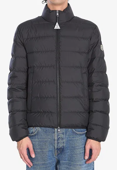Moncler Baudinet Zip-up Short Down Jacket In Black