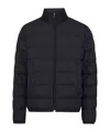Moncler Quilted Down Jacket With High Collar And Logo Patch In Black