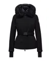 Moncler Bauges Hooded Shearling-trimmed Ski Down Jacket In Black