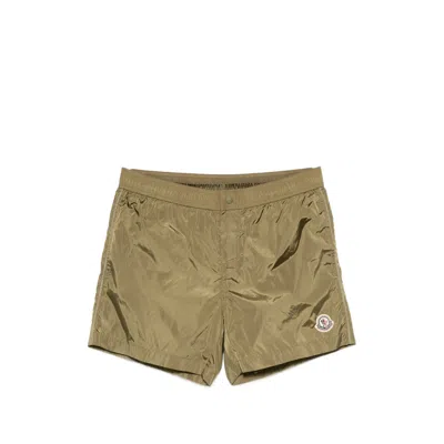 Moncler Logo-patch Swim Shorts In Green
