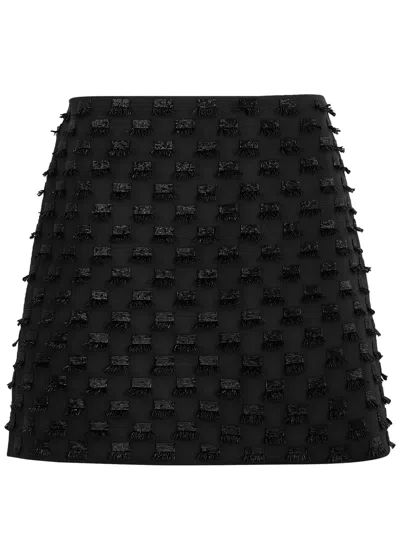 Moncler Bead-embellished Satin Mini Skirt In Black