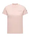 Moncler Beaded Logo Cotton T-shirt In Pink