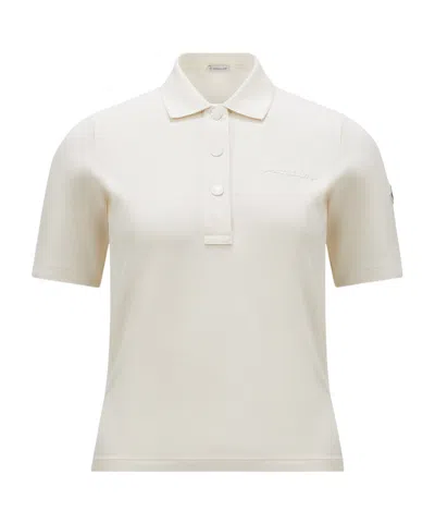 Moncler Beaded Logo Polo Shirt In White
