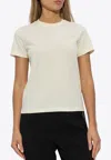 Moncler Logo-embroidered Cotton T-shirt In Cream