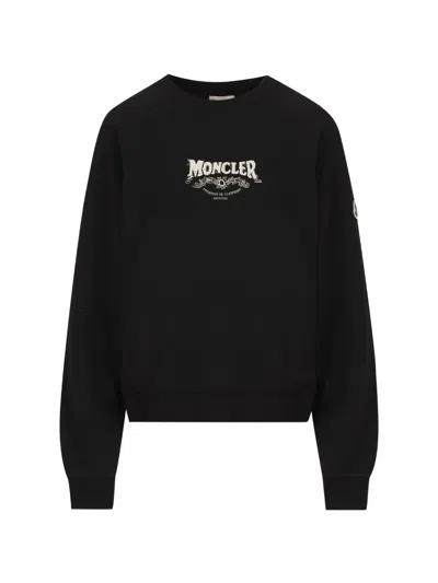 Moncler Bead-embellished Logo-patch Sweatshirt In Black