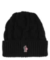 Moncler Logo Patch Wool Beanie In Black