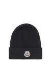 Moncler Logo Patch Virgin Wool Knit Beanie In 998