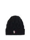 Moncler Grenoble Logo Patch Knitted Beanie In Black