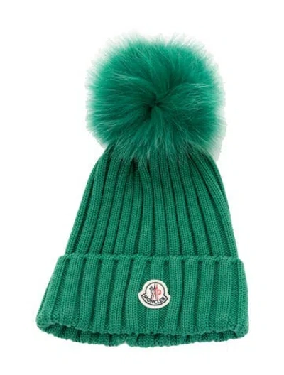 Pre-owned Moncler Beanie Hat In Green