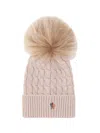 Moncler Wool Cashmere Beanie With A Shearling Pom In Light Grey