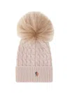 Moncler Wool Cashmere Beanie With A Shearling Pom In Light Grey