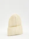 Moncler Beanie In Virgin Wool In Neutral