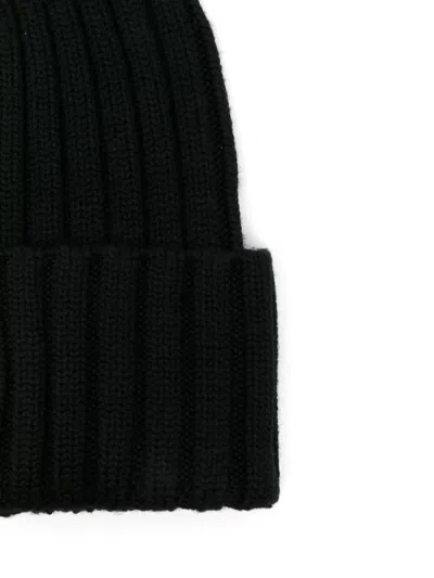 Moncler Beanie In Virgin Wool In Black