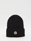 Moncler Beanie In Virgin Wool In Black