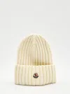 Moncler Beanie In Virgin Wool In Neutral