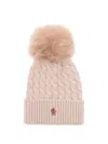 Moncler Wool Cashmere Beanie With A Shearling Pom In Pink