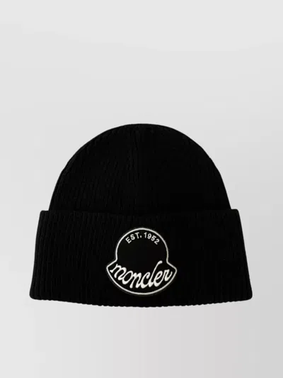 MONCLER BEANIE RIBBED KNIT TURN-UP BRIM