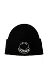 Moncler Beanie With Logo Application In Black