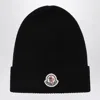 Moncler Beanie With Logo Patch In Black