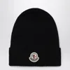 Moncler Beanie With Logo Patch In Blue