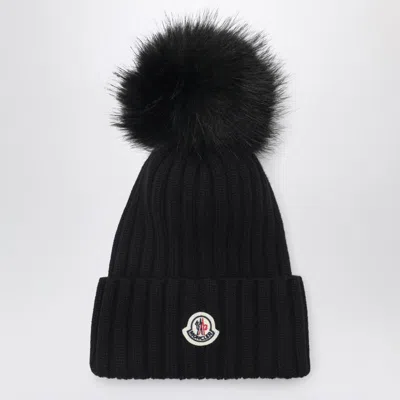 Moncler Beanie With Pom-pom In Black