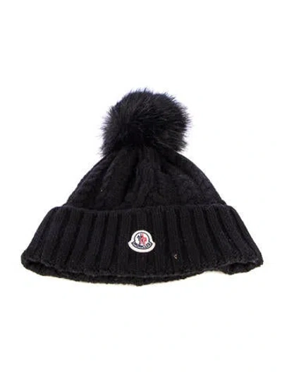 Pre-owned Moncler Beanie With Pom Pom In Black