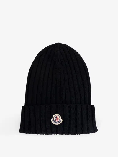 Moncler Beanie Wool Hat In Black