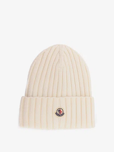 Moncler Beanie Wool Hat In White