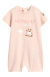 Moncler Bear Swing Graphic Romper In Light Pink