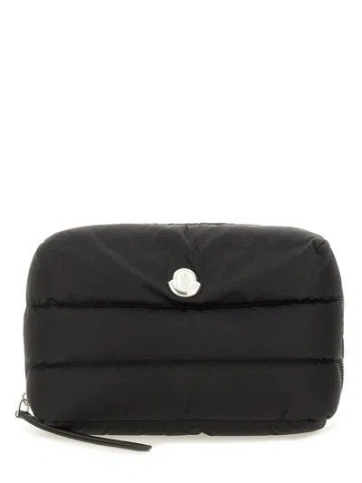 Moncler Beauty Quilted Case Caradoc Mini Wash Bag In Brown