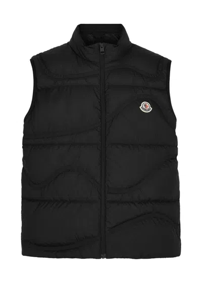 Moncler Cursa Quilted Ripstop Down Vest In Black