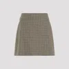 Moncler Beige & Green Wool Mini Skirt In Beige