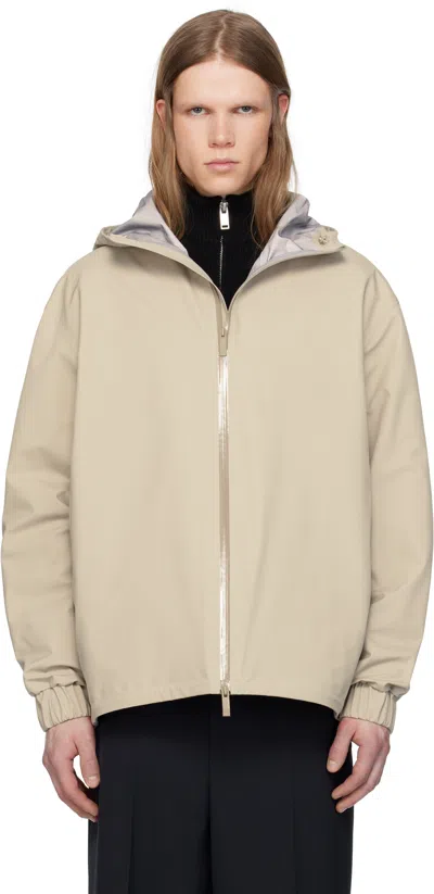 Moncler Beige Bise Hooded Rain Jacket In 207 - Beige