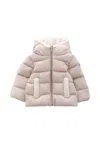 Moncler Beige Borgan Down Jacket For Babykids With Logo In Neutral