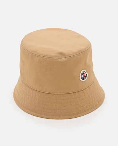 Moncler Beige Bucket Hat In Brown