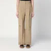 Moncler Logo Patch Straight Cargo Pants In Beige