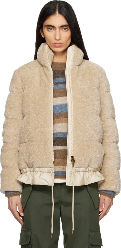 MONCLER BEIGE CEDRE TEDDY SHORT DOWN JACKET