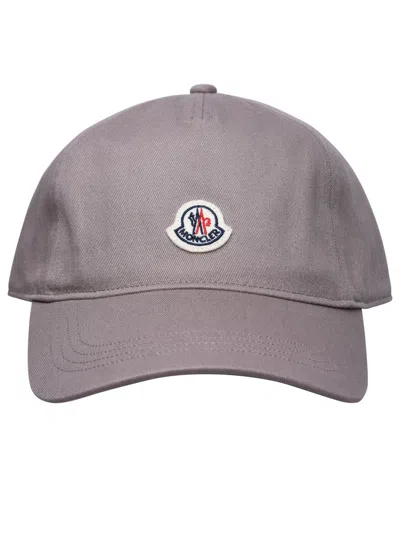 Moncler Beige Cotton Hat In Grey