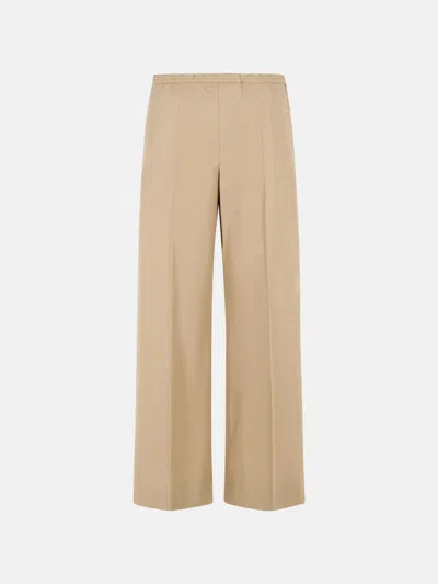 Moncler Beige Cotton Pants In Brown
