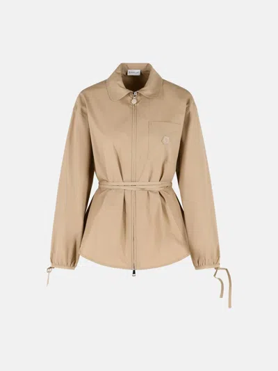 Moncler Beige Cotton Shirt In Brown