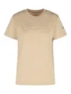 Moncler Crystal Logo Cotton T-shirt In Neutral