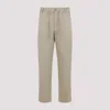 Moncler Cotton Trousers With Belt Loops And Drawstring In Beige