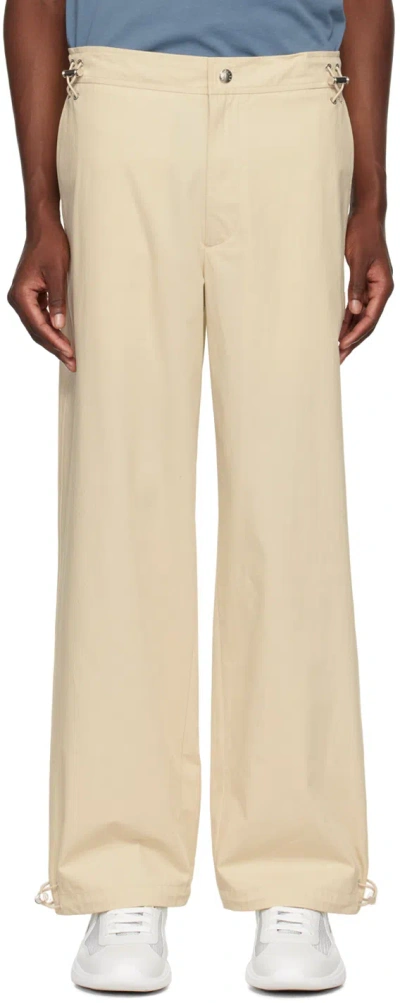 Moncler Beige Cotton Trousers In 20n - Light Beige